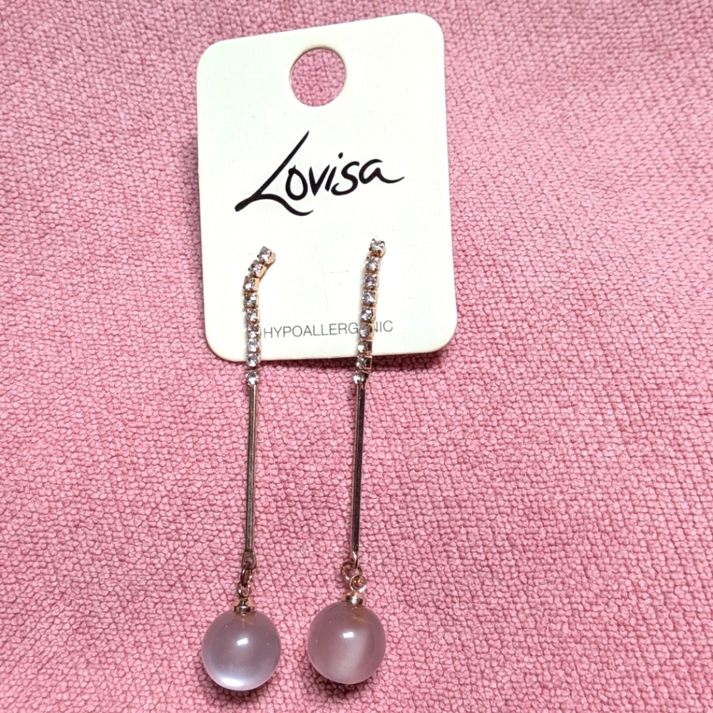 Gold and Pink Drop Earrings